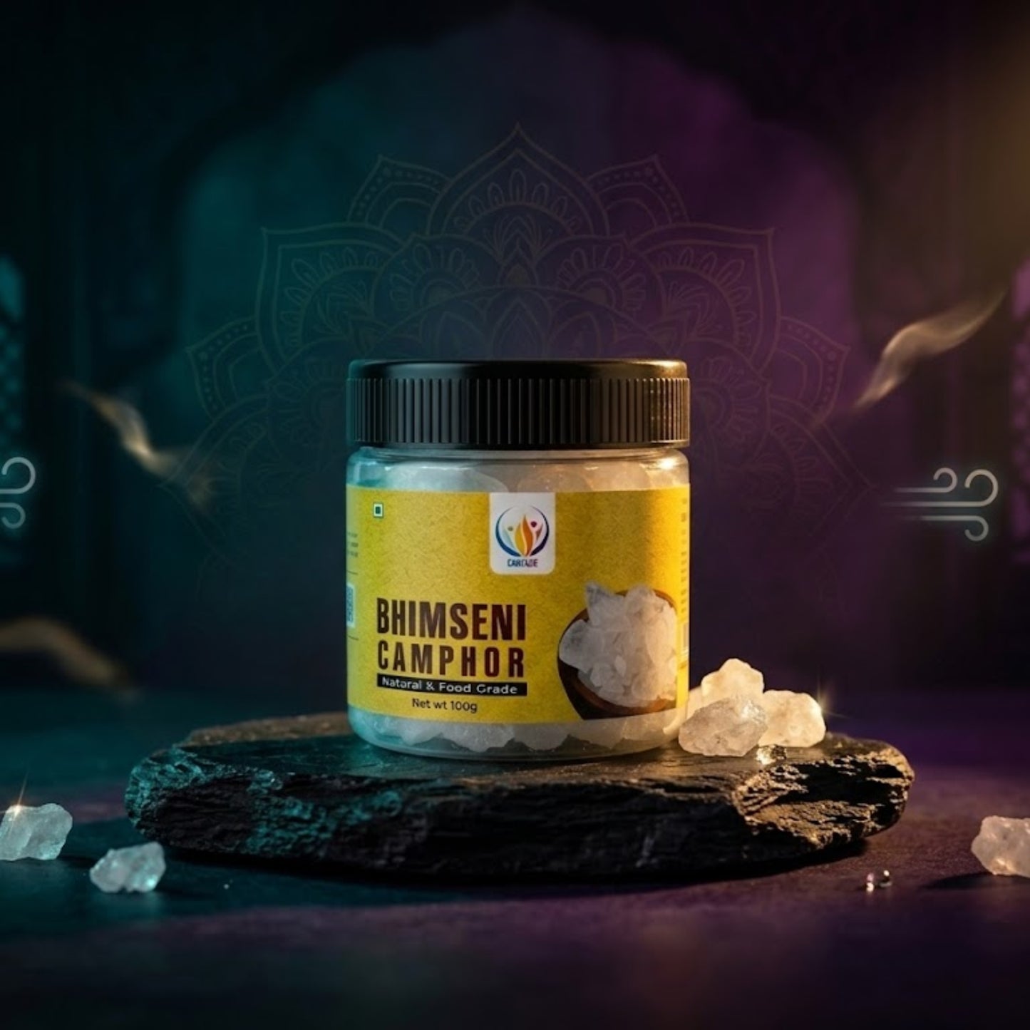 Pure Bhimseni Kapoor 100 Gram | Natural Borneo Camphor for Puja, Meditation & Aromatherapy | Premium Kapoor