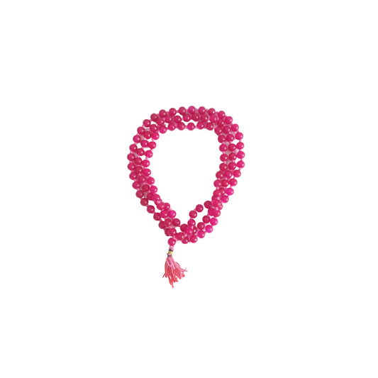 Pink Hakik Mala-Gemstone Prayer Bead Hakeek Mala-Pink Stone Mala-Hakik Japa Mala for Calmness and Grounding (Length- 53 CM, Beads - 108)-Religious-Spiritual Product