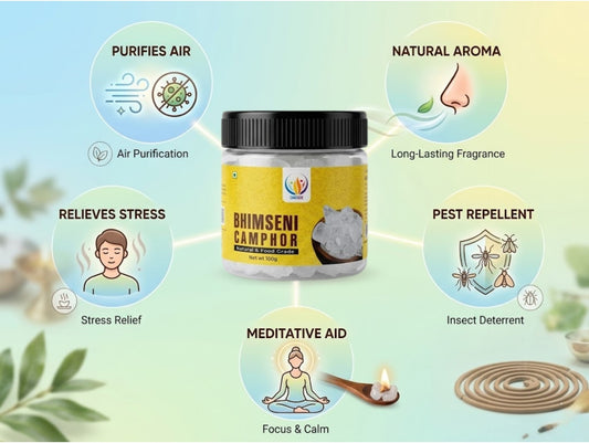 Pure Bhimseni Kapoor 100 Gram | Natural Borneo Camphor for Puja, Meditation & Aromatherapy | Premium Kapoor