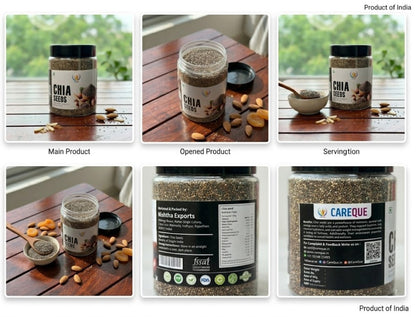 CareQue Premium Chia Seeds (Salvia Hispanica) 250 Gram| Omega 3 Rich Superfood for Weight Loss, Digestion & Energy