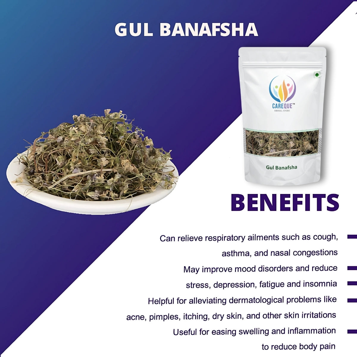 Gul Banafsha Flower -Viola Odorata Dried-गुल बनफ्शा-Sweet Violet-Jadi Booti-Raw Herbs