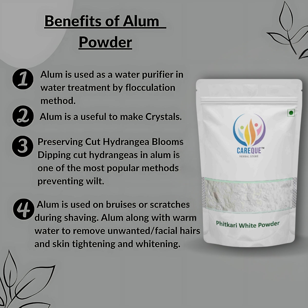 Phitkari White Powder | Potash Alum Powder | Safed Fitkari Powder | Potassium Alum | Natural Alum Powder
