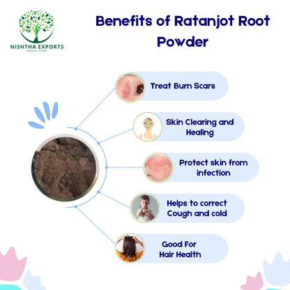 Ratanjot Root Powder-रतनजोत जड़ का चूर्ण-Alkanet Root Powder-Alkanna Tinctoria Powder-Ratanjyot Jadd Powder-Jatropha Curcas Powder-Raw Herb-Jadi Booti