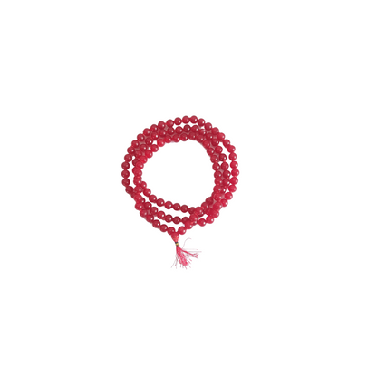 Red Hakik Mala-Gemstone Prayer Bead Hakeek Mala-Red Stone Mala-Hakik Japa Mala for Calmness and Grounding (Length- 47 CM, Beads - 108)-Religious-Spiritual Product