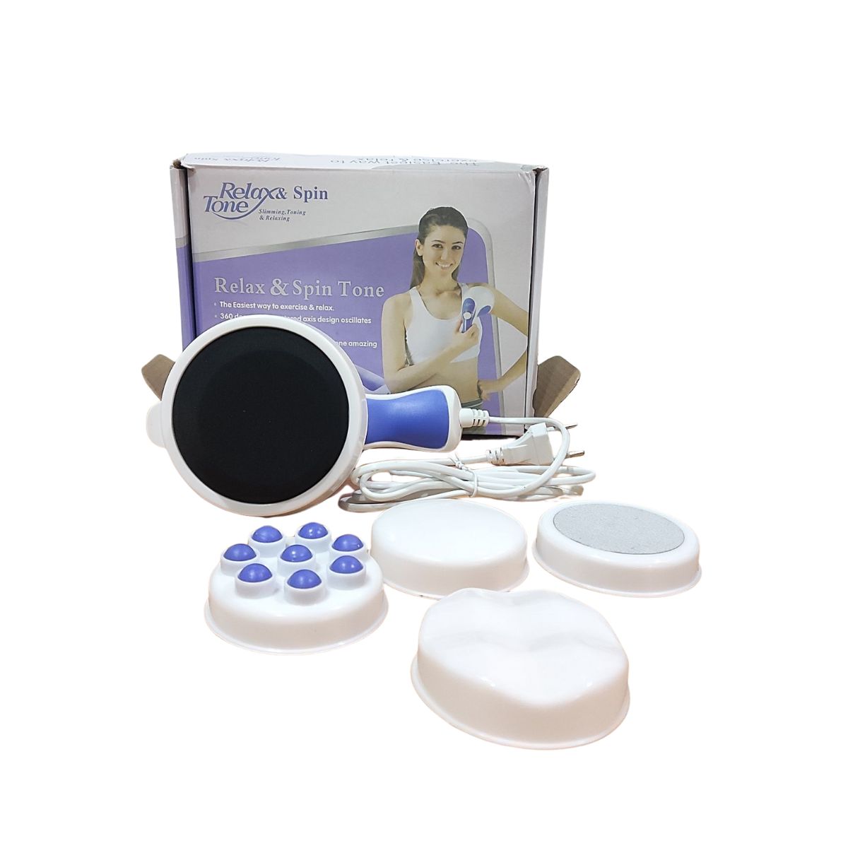 Relax & Spine Tone Electric Handheld Full Body Massager For Pain Relief With 4 Massage Heads&Variable Speed Settings