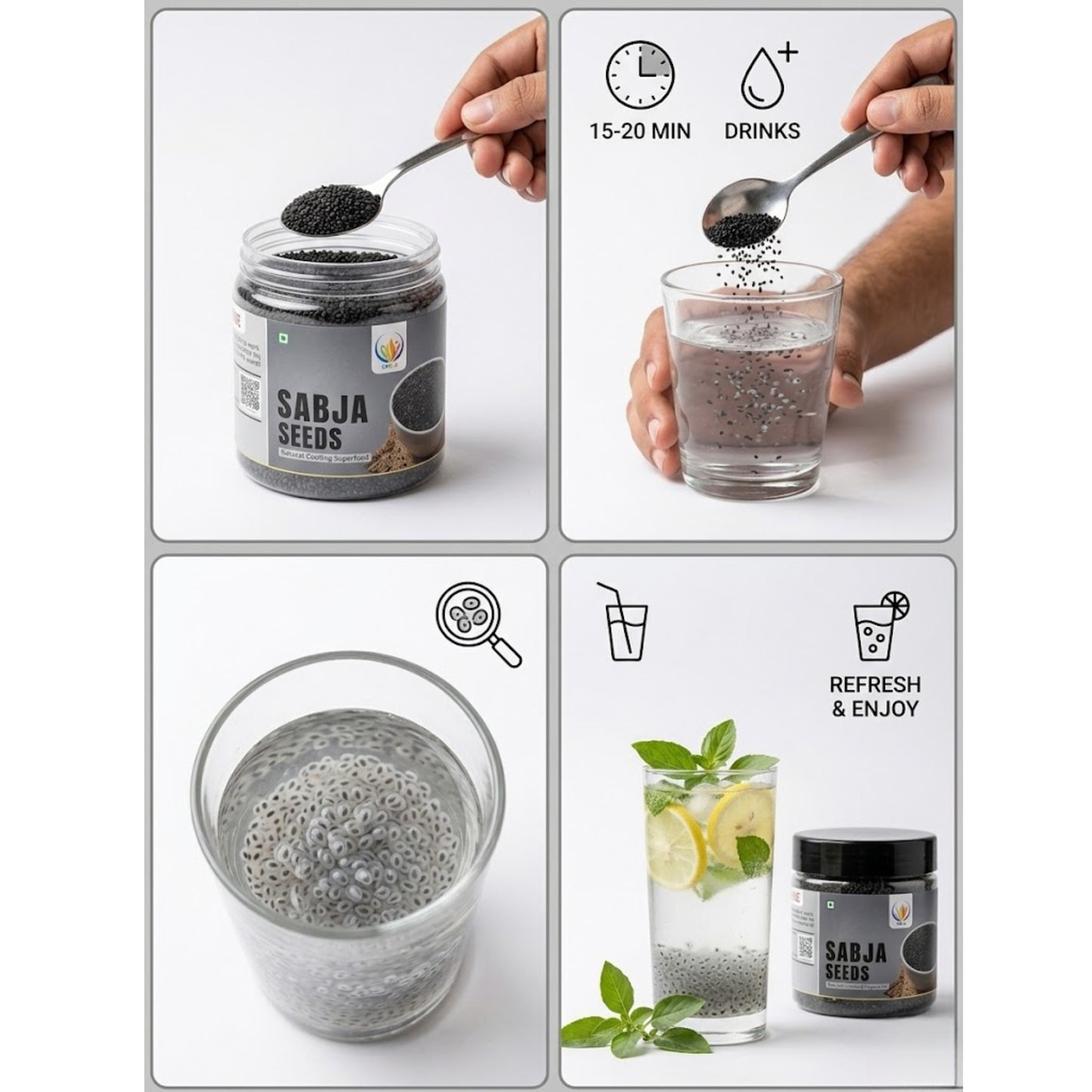 Sabja Seeds (Basil Seeds / Tukmaria Seeds / Sweet Basil Seeds) 200 Gram – 100% Natural Superfood for Weight Loss, Digestion & Cooling Drink