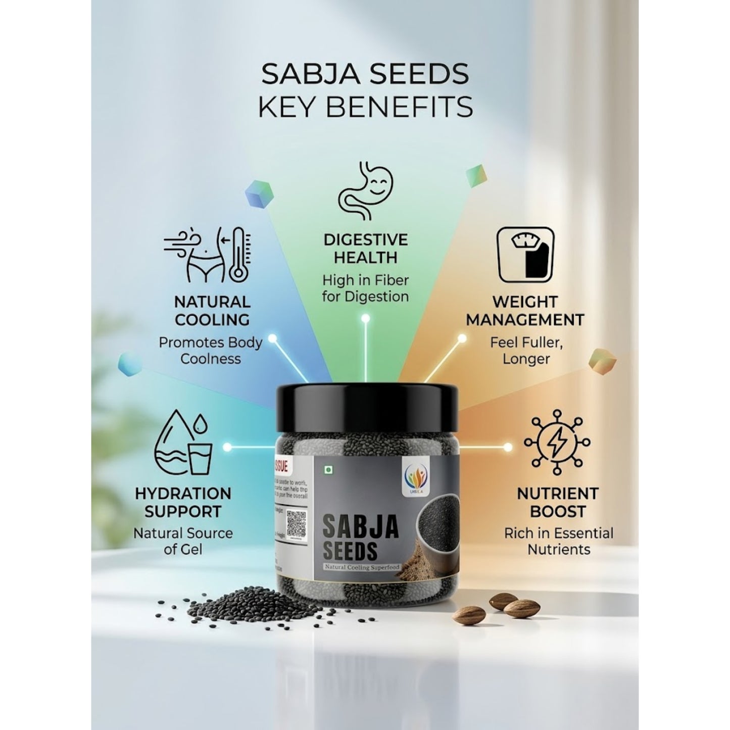 Sabja Seeds (Basil Seeds / Tukmaria Seeds / Sweet Basil Seeds) 200 Gram – 100% Natural Superfood for Weight Loss, Digestion & Cooling Drink