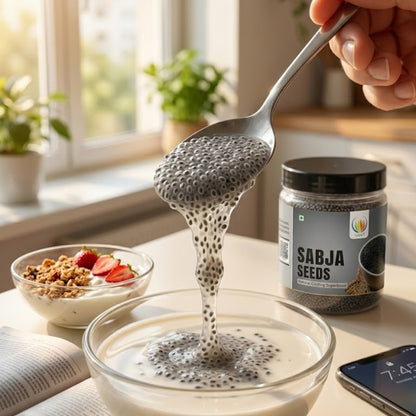 Sabja Seeds (Basil Seeds / Tukmaria Seeds / Sweet Basil Seeds) 200 Gram – 100% Natural Superfood for Weight Loss, Digestion & Cooling Drink