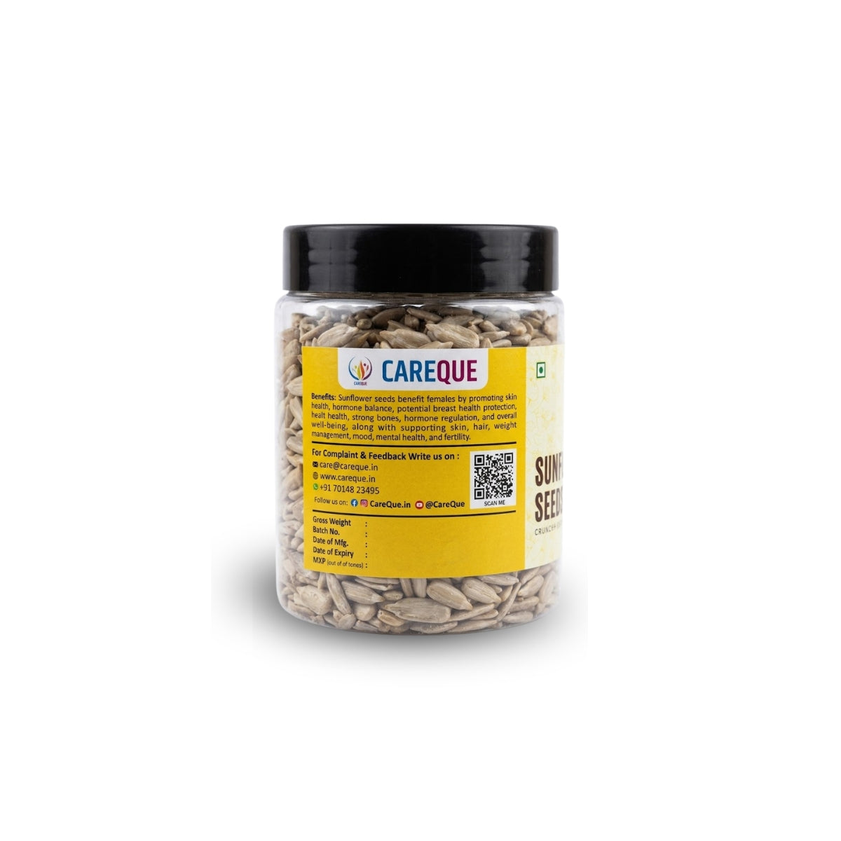 CareQue Sunflower Seeds 250g | 100% Natural Raw Seeds | Healthy Protein & Fiber Rich Snack