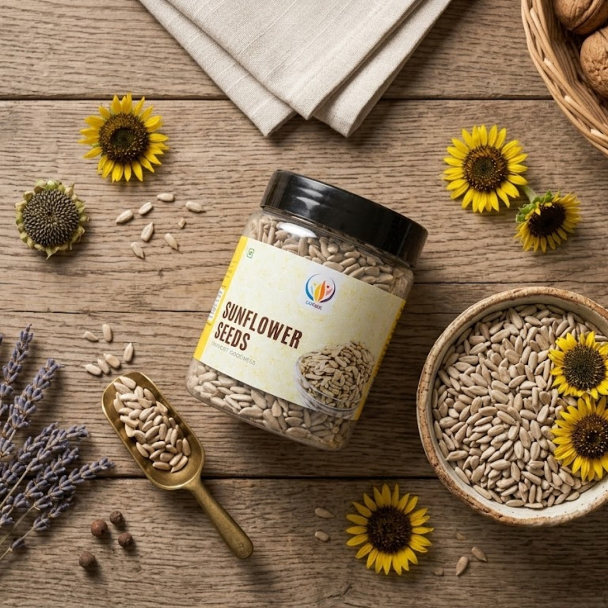 CareQue Sunflower Seeds 250g | 100% Natural Raw Seeds | Healthy Protein & Fiber Rich Snack