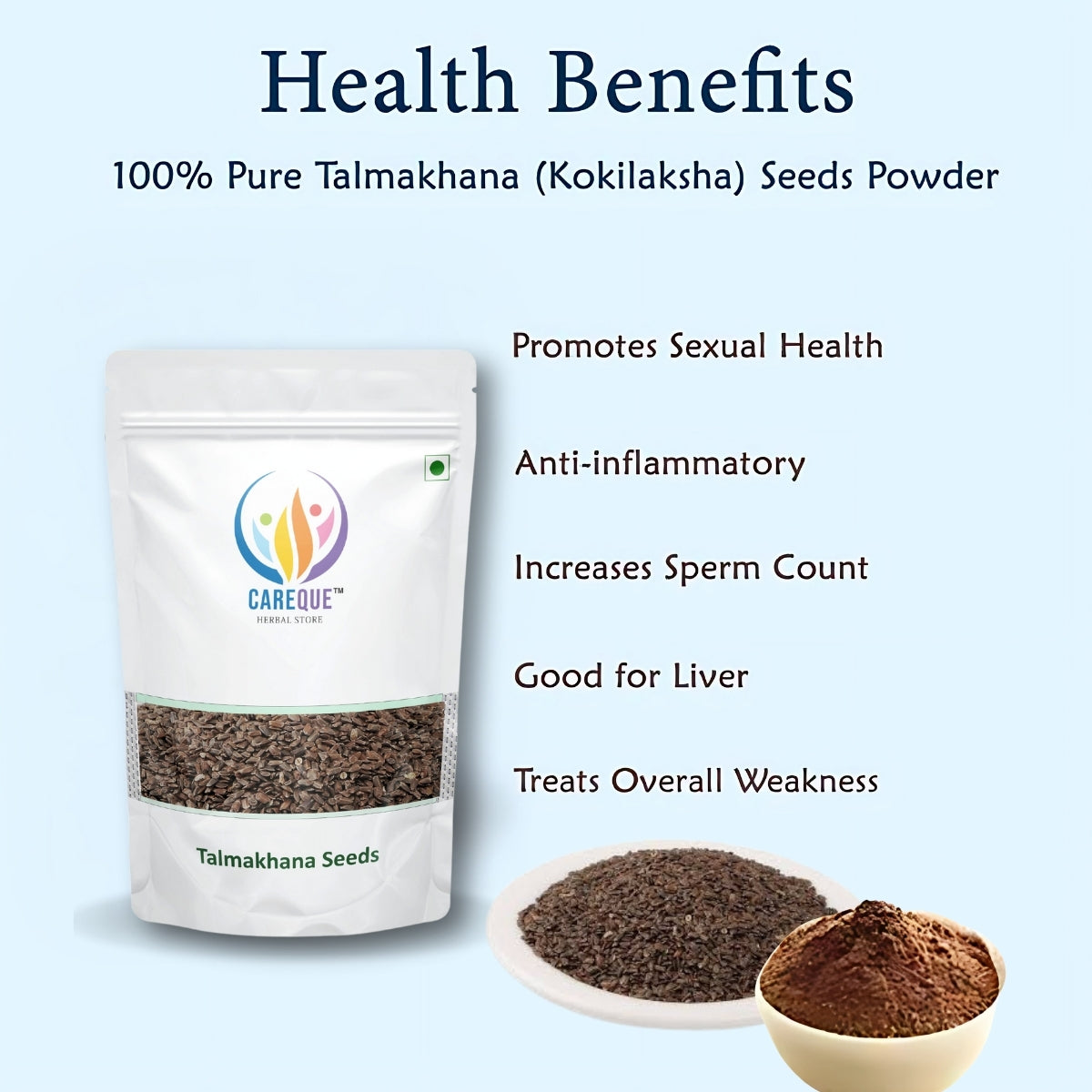 Talmakhana Powder (Taal Makhana Powder) | Kokilaksha Beej Powder | Asteracantha longifolia (Hygrophila auriculata) | 100% Pure Herbal Powder