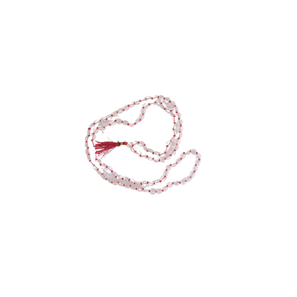 White Hakik Mala-Gemstone Prayer Bead Hakeek Mala-White Stone Mala-Hakik Japa Mala for Calmness and Grounding (Length- 55 CM, Beads - 108)-Religious-Spiritual Product