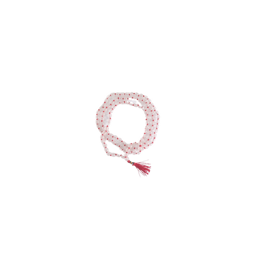 White Hakik Mala-Gemstone Prayer Bead Hakeek Mala-White Stone Mala-Hakik Japa Mala for Calmness and Grounding (Length- 55 CM, Beads - 108)-Religious-Spiritual Product