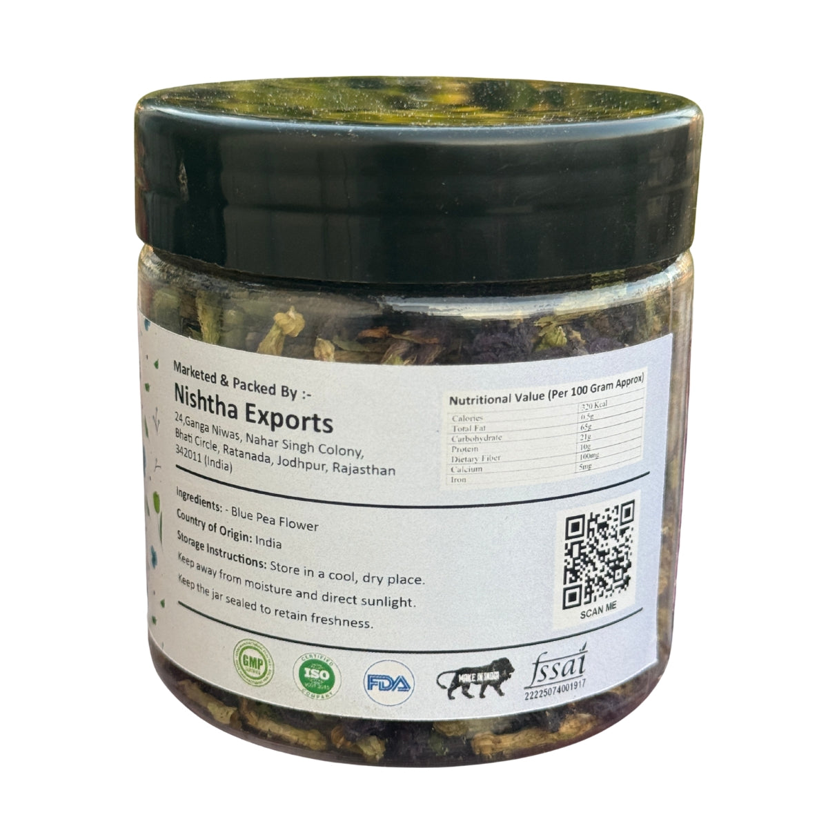 Blue Pea Flower Tea | Butterfly Pea Dried Flowers | Natural Blue Herbal Tea for Skin Glow, Relaxation & Antioxidants | Caffeine-Free - 20 Gram