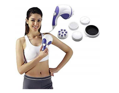 Relax & Spine Tone Electric Handheld Full Body Massager For Pain Relief With 4 Massage Heads&Variable Speed Settings
