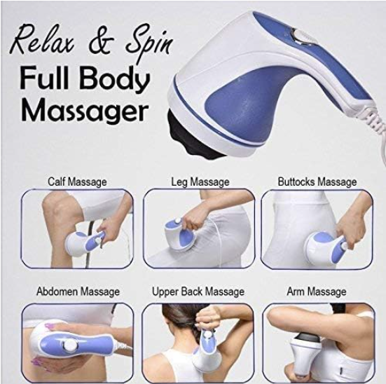 Relax & Spine Tone Electric Handheld Full Body Massager For Pain Relief With 4 Massage Heads&Variable Speed Settings