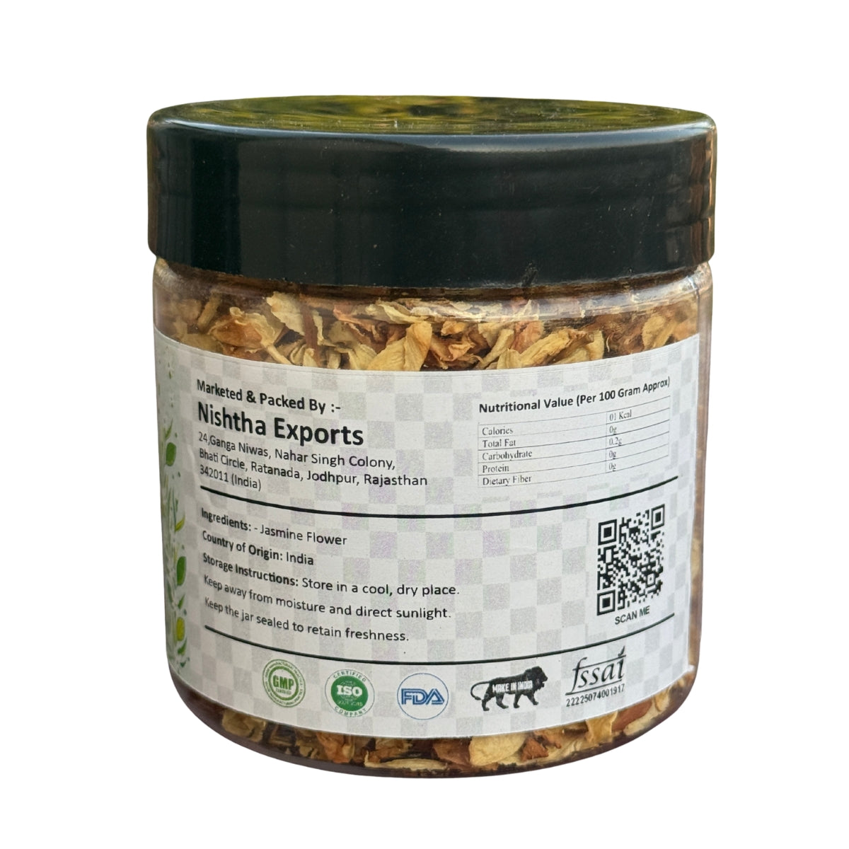 Jasmine Flower Tea  | Dried Jasmine Blossoms | Aromatic Herbal Tea for Relaxation, Stress Relief & Refreshing Flavor | Caffeine-Free - 20 Gram