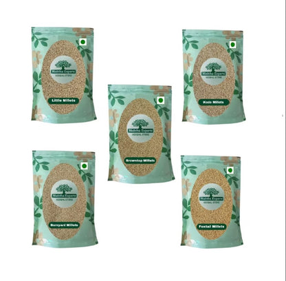 Millets Unpolished-Brown Top-Kodo-Little-Barnyard-Foxtail Millets-Combo Pack-Nutrients & Fiber