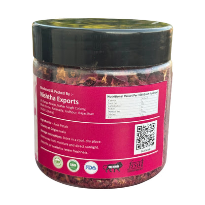 Rose Petal Tea |  Sun-Dried Whole Rose Petals- Caffeine-Free Herbal Flower Tea for Skin Clarity, Bloating Relief & Heart Wellness | Natural Detox & Digestive - 20 Gram